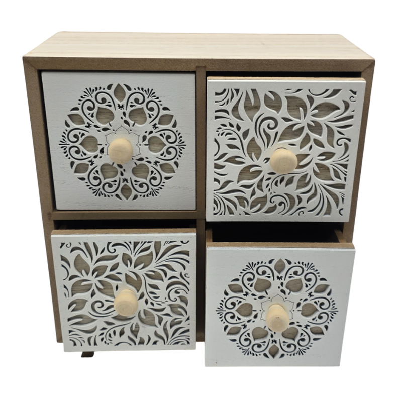 Caja Organizadora Multiuso Joyero Diseño 4 Cajones Blanco-1