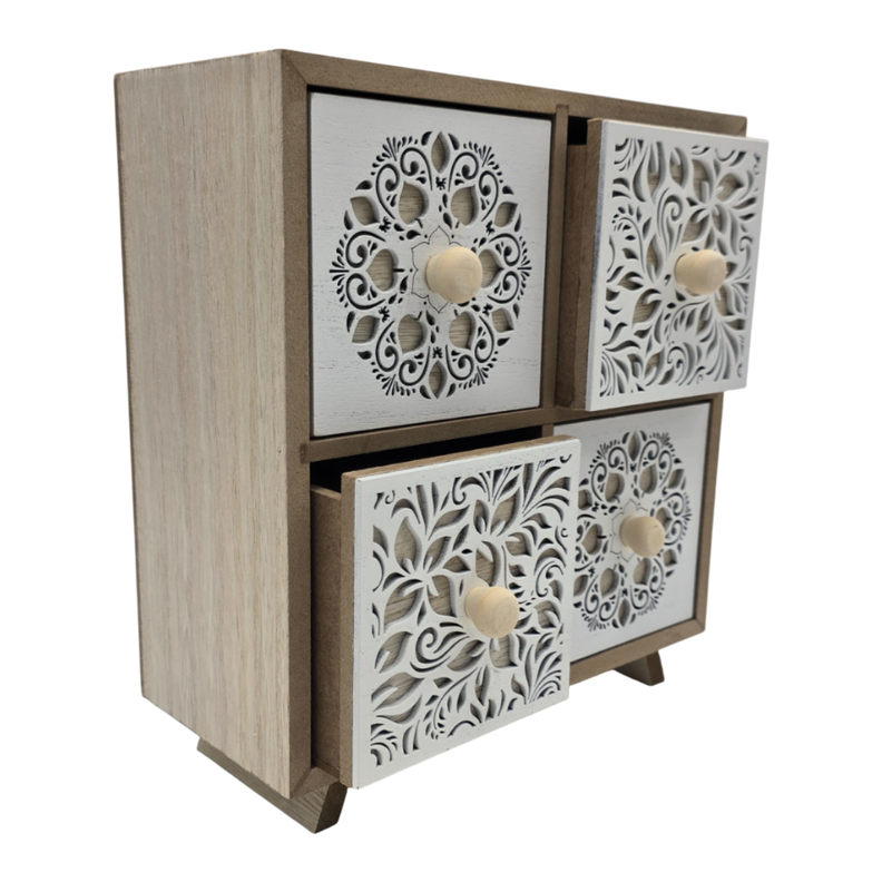 Caja Organizadora Multiuso Joyero Diseño 4 Cajones Blanco-3