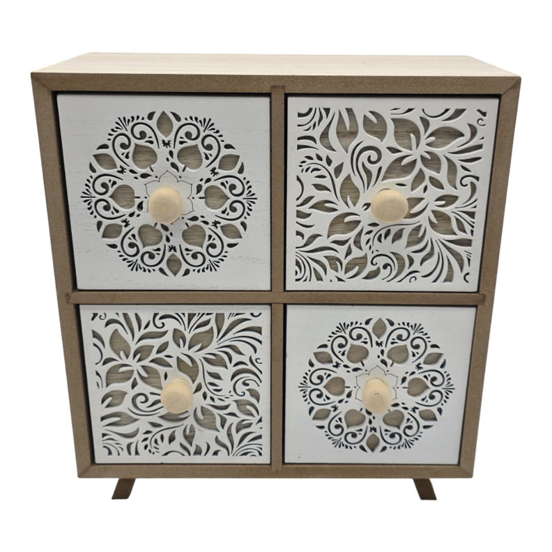 Caja Organizadora Multiuso Joyero Diseño 4 Cajones Blanco-5