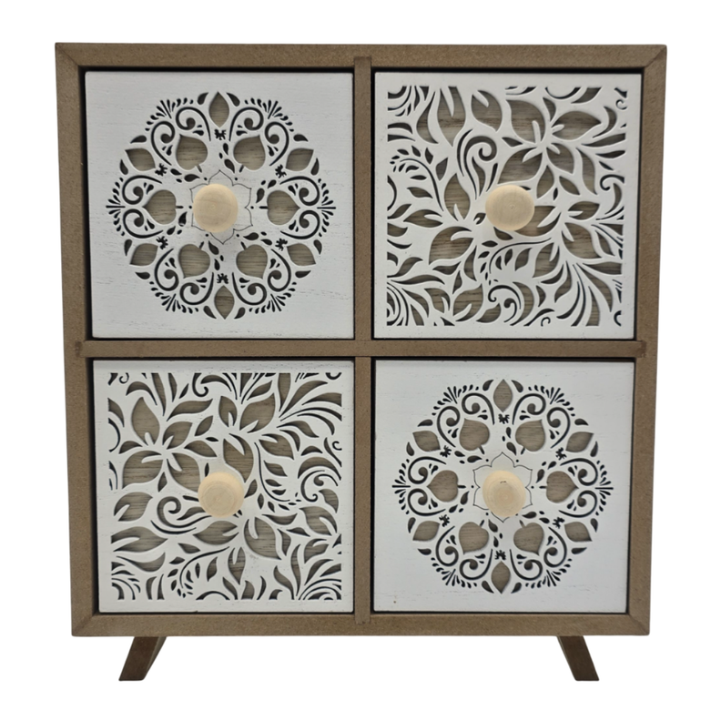 Caja Organizadora Multiuso Joyero Diseño 4 Cajones Blanco-6