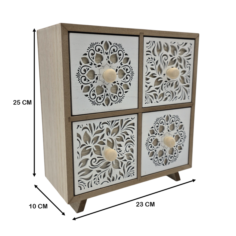 Caja Organizadora Multiuso Joyero Diseño 4 Cajones Blanco-7