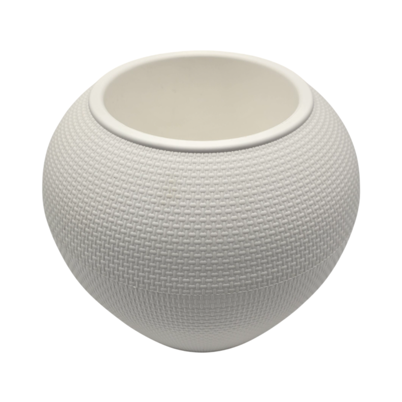 Set 3 Maceteros Plastico Redondo Ovalado Moderno Textura S-5