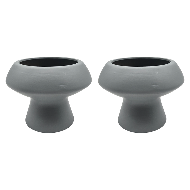 Set 2 Macetero Maceta De Ceramica Con Forma De Seta Gris-0