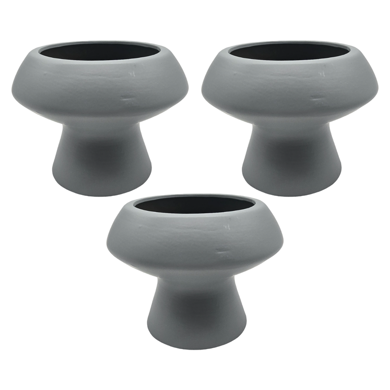 Set 3 Macetero Maceta De Ceramica Con Forma De Seta Gris-0