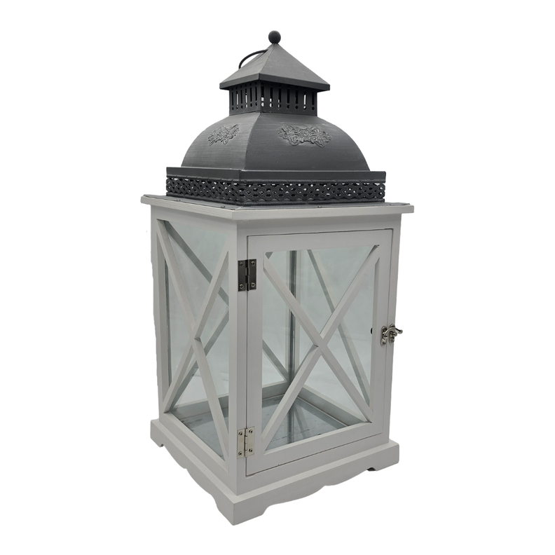 Farol Calentador De Vela Costero De Madera Blanca Vintage S-0