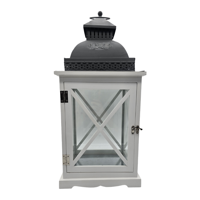 Farol Calentador De Vela Costero De Madera Blanca Vintage S-1