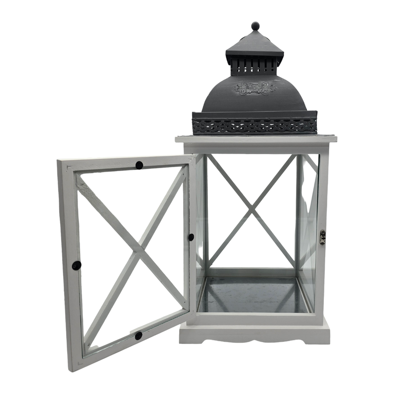 Farol Calentador De Vela Costero De Madera Blanca Vintage S-5