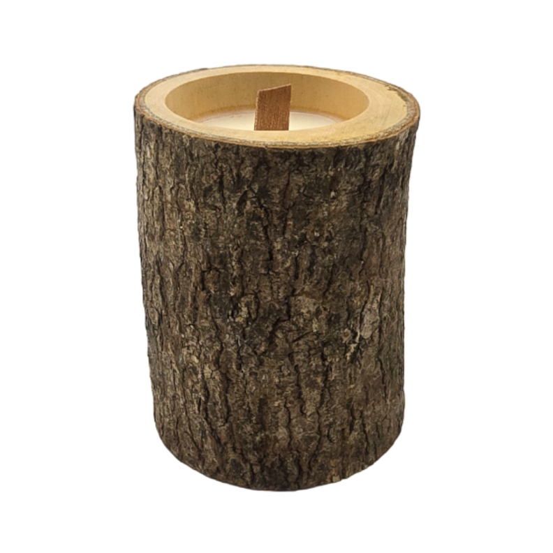 Vela Aromatica Ecologica En Tronco De Madera Fragancia Deco-1