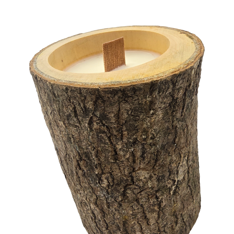 Vela Aromatica Ecologica En Tronco De Madera Fragancia Deco-2