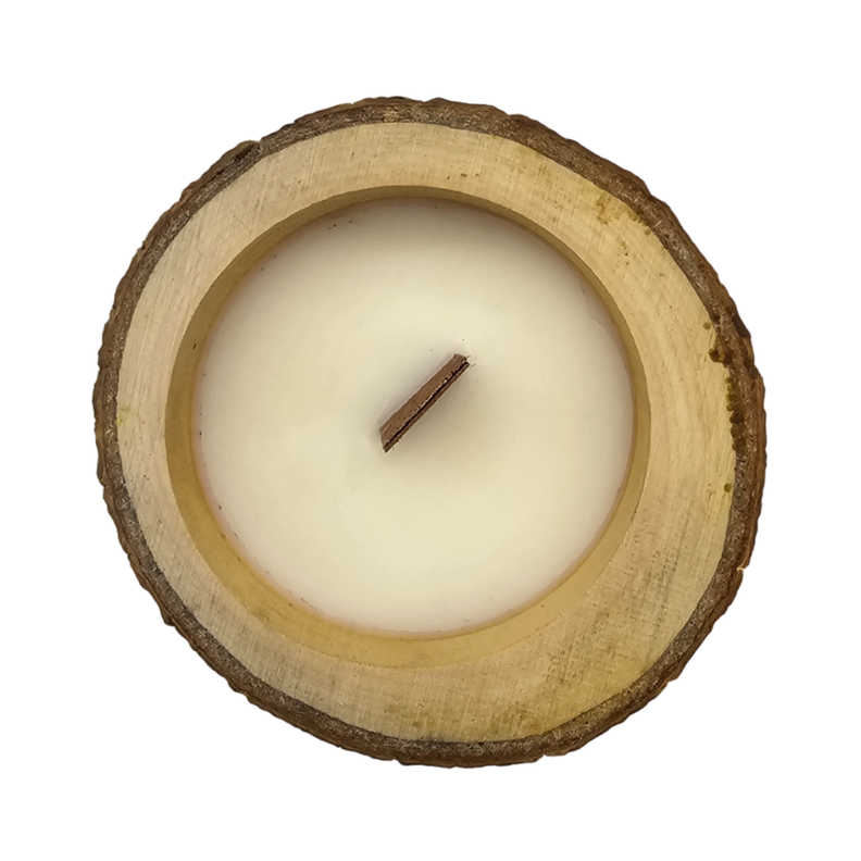 Vela Aromatica Ecologica En Tronco De Madera Fragancia Deco-5