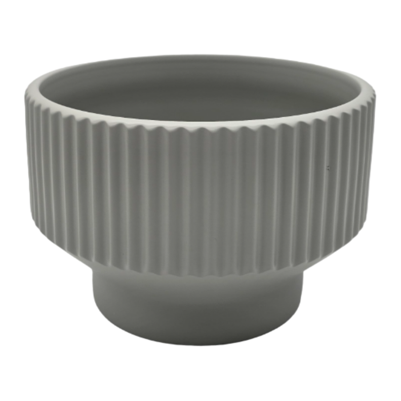 Maceteros Maceta De Ceramica Copon Lineas Gris Mate S-1
