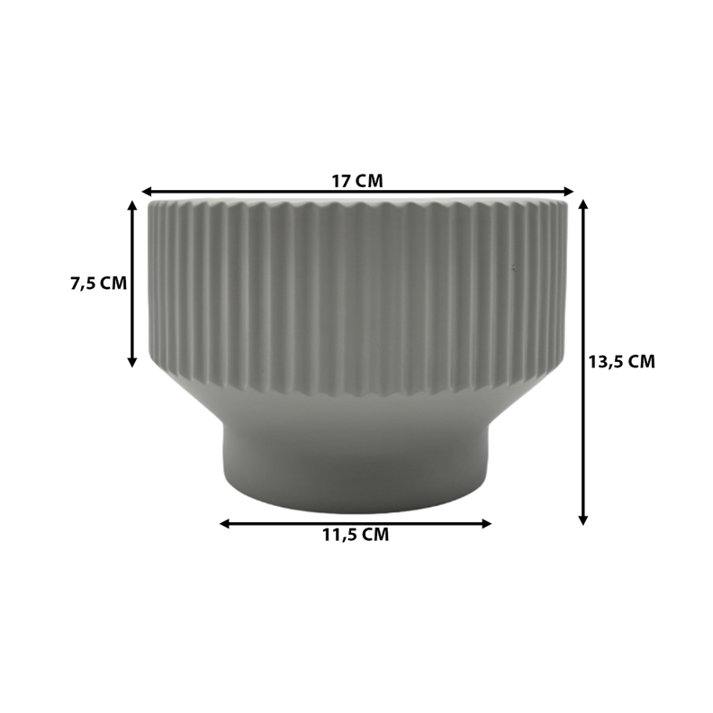 Maceteros Maceta De Ceramica Copon Lineas Gris Mate S-6