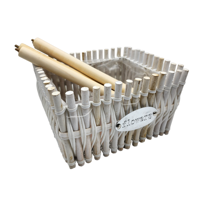Set 2 Macetero Pedestal Madera Rustico Porta Macetero Blanco-5