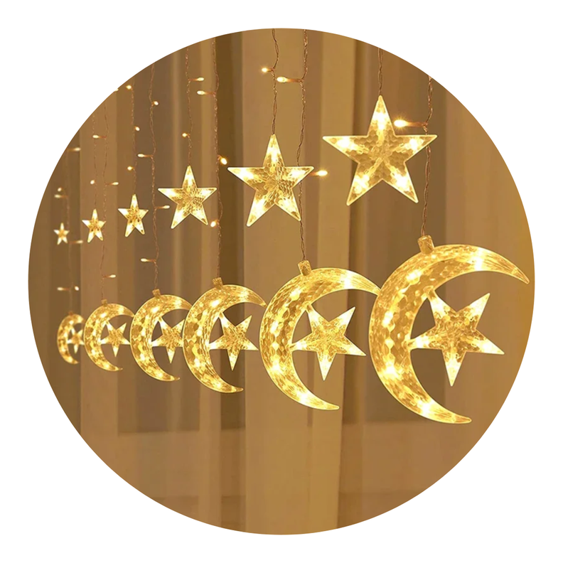 Luces Navideñas Solares Led Lunas y Estrellas Deco Navidad-0