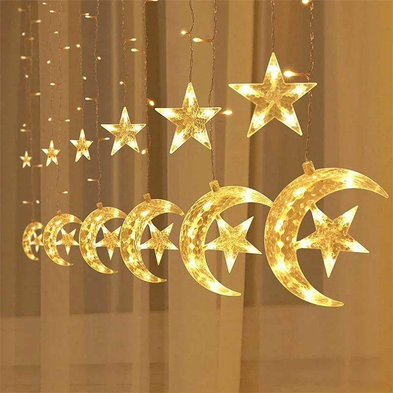 Luces Navideñas Solares Led Lunas y Estrellas Deco Navidad-1