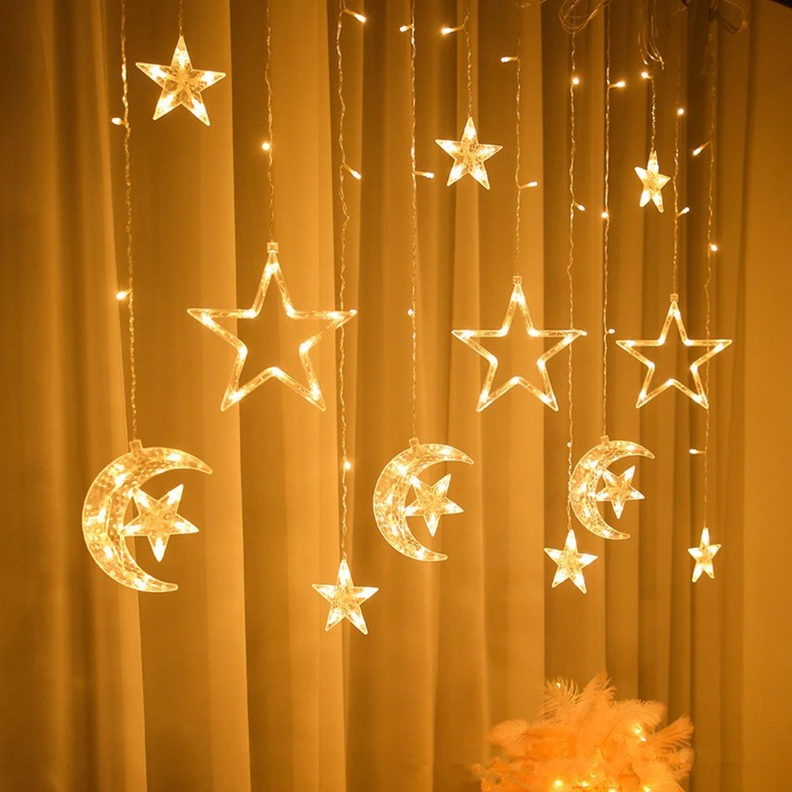 Luces Navideñas Solares Led Lunas y Estrellas Deco Navidad-2