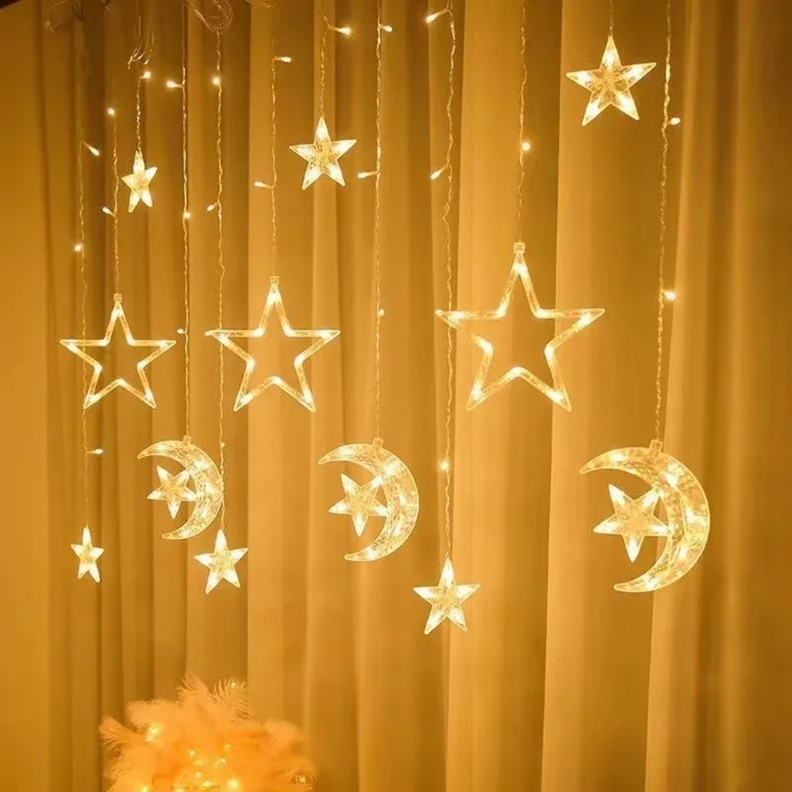 Luces Navideñas Solares Led Lunas y Estrellas Deco Navidad-3