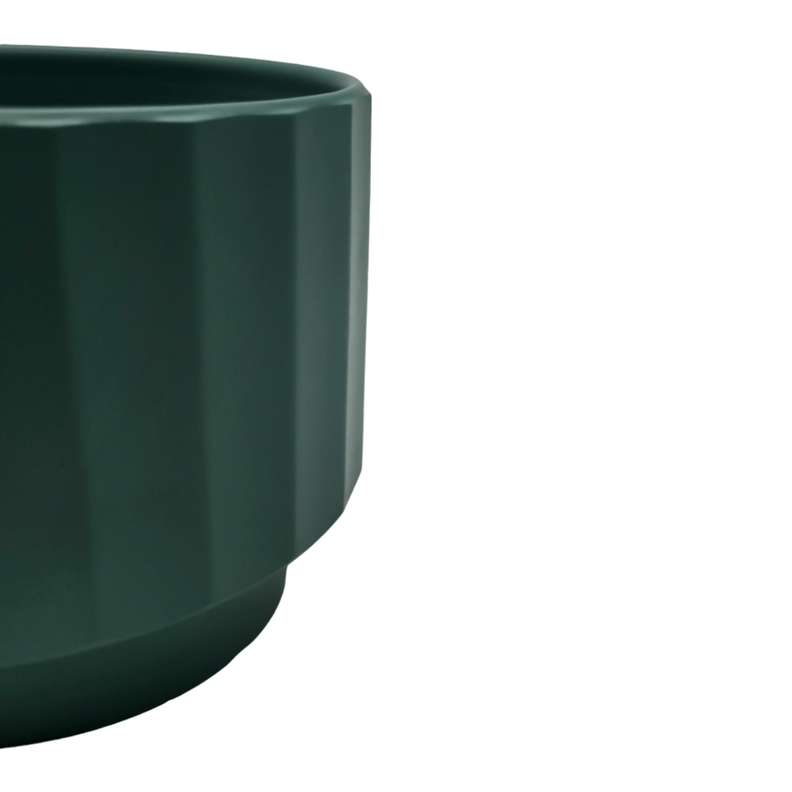 Set 3 Macetero Maceta De Ceramica Verde Lineas Verticales-4