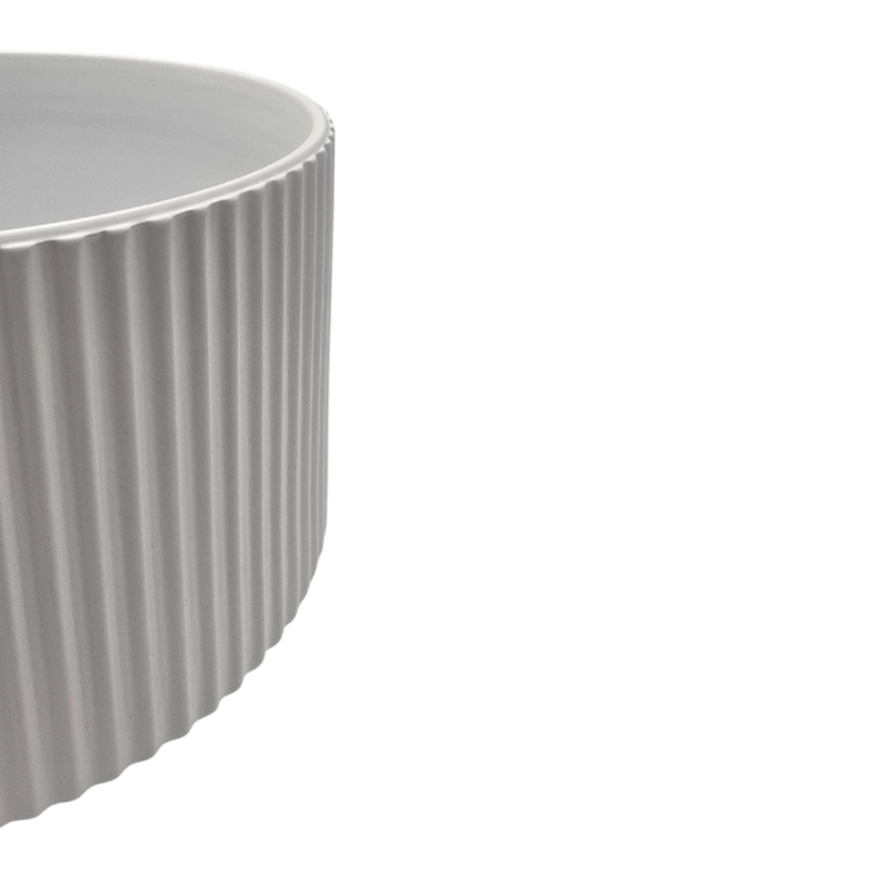 Set 2 Maceteros Maceta De Ceramica Blanco Lineas Verticales-2