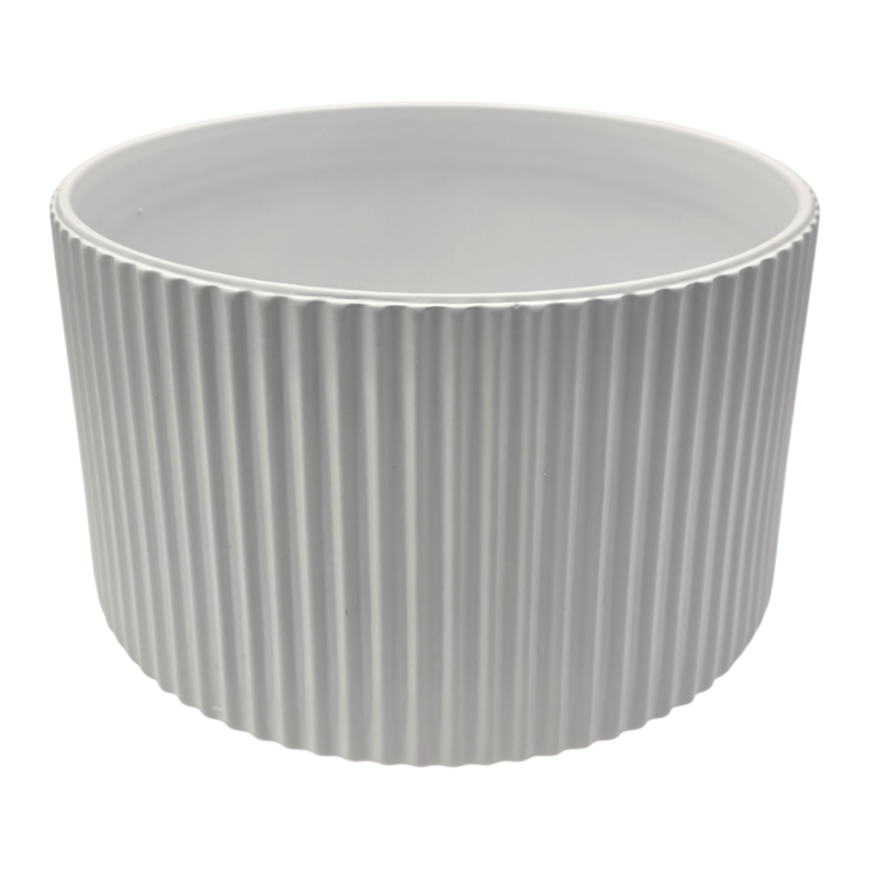 Set 2 Maceteros Maceta De Ceramica Blanco Lineas Verticales-4