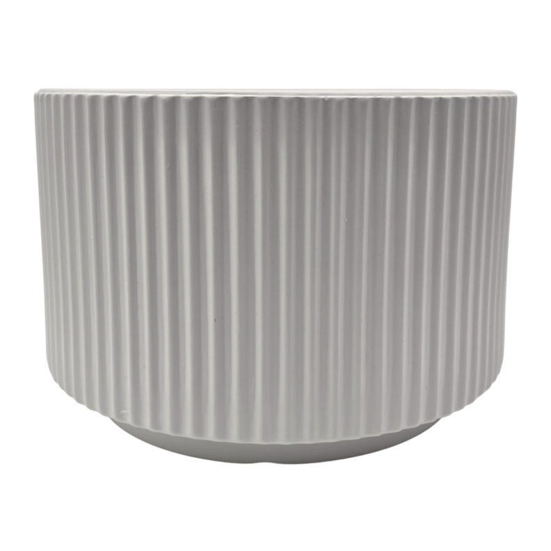 Set 2 Maceteros Maceta De Ceramica Blanco Lineas Verticales-6