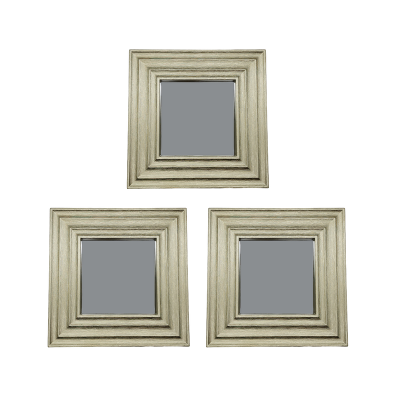 Set 3 Marcos De Espejos Cuadrados Dorados Para Decorar Hogar-0