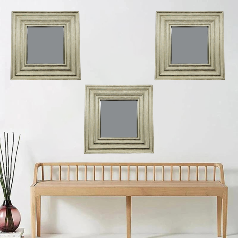 Set 3 Marcos De Espejos Cuadrados Dorados Para Decorar Hogar-1