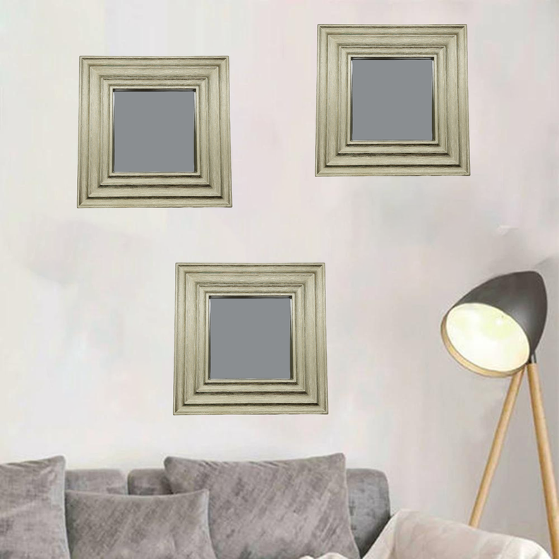 Set 3 Marcos De Espejos Cuadrados Dorados Para Decorar Hogar-3