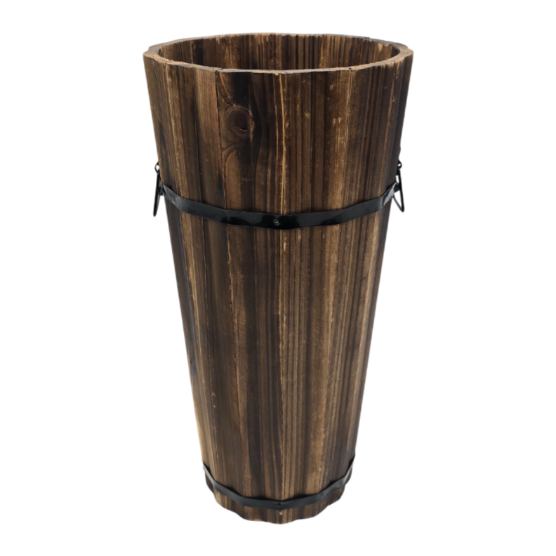 Macetero De Madera Tipo Barril Largo Bajo Jardin Terraza L-0