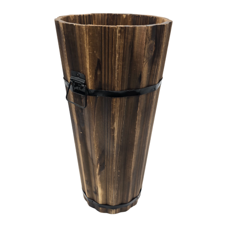 Macetero De Madera Tipo Barril Largo Bajo Jardin Terraza L-4