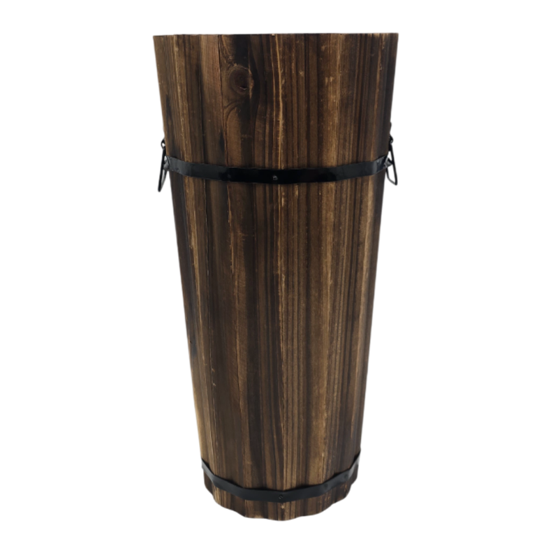Macetero De Madera Tipo Barril Largo Bajo Jardin Terraza L-5