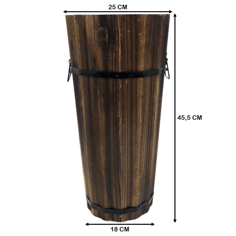 Macetero De Madera Tipo Barril Largo Bajo Jardin Terraza L-6
