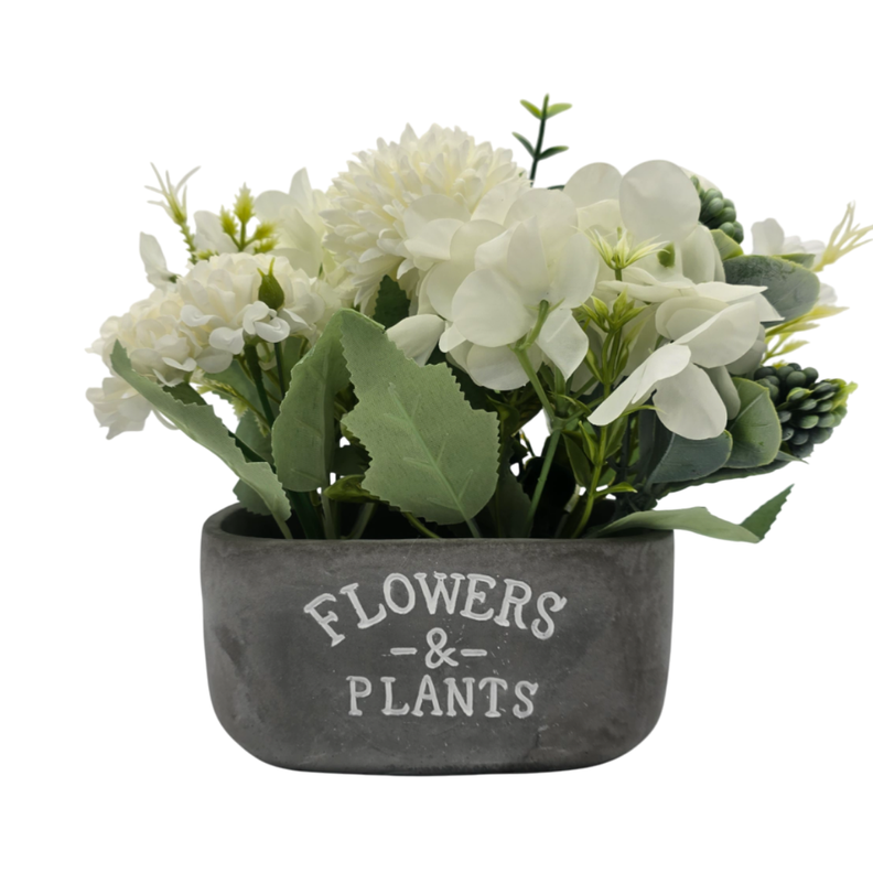 Planta Artifiical Macetero De Cemento Flowers And Plants-1
