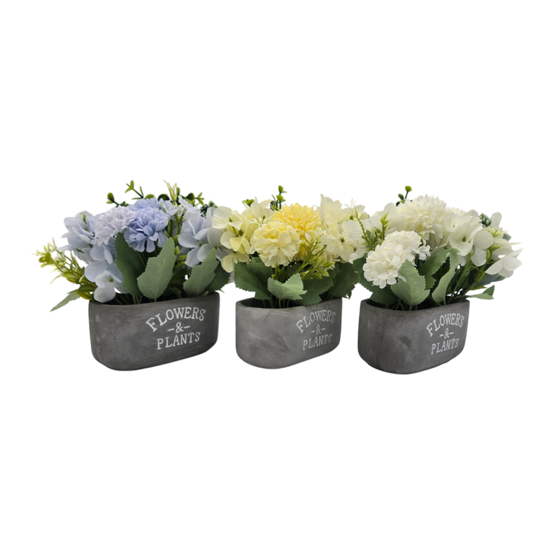 Planta Artifiical Macetero De Cemento Flowers And Plants-5