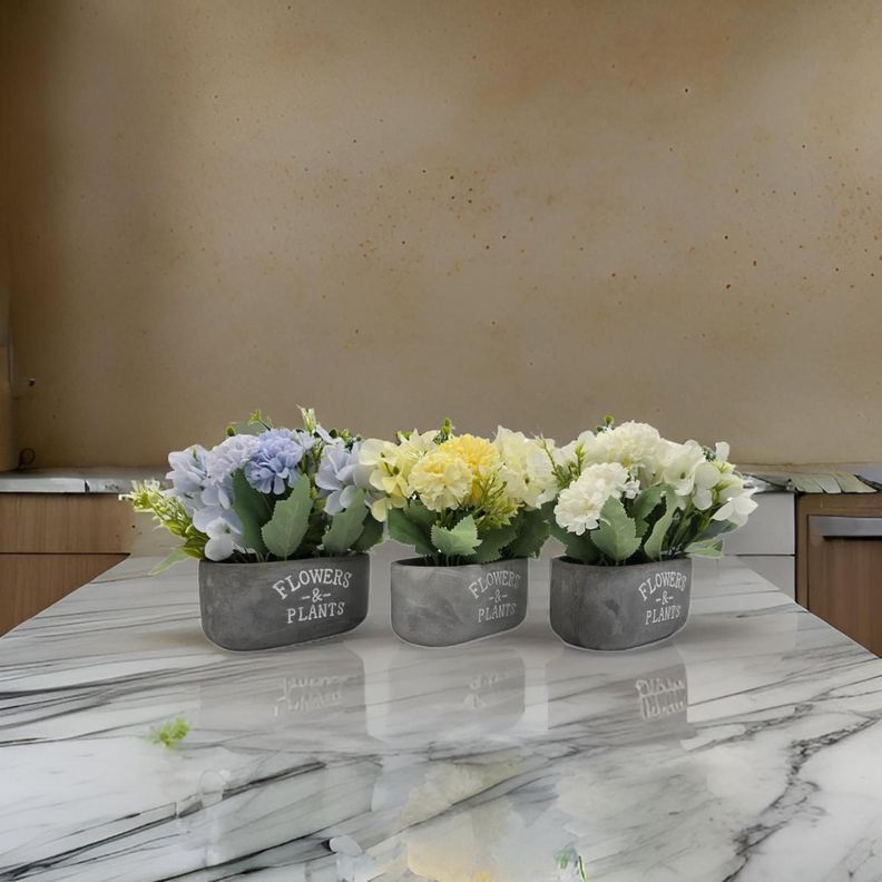 Planta Artifiical Macetero De Cemento Flowers And Plants-7