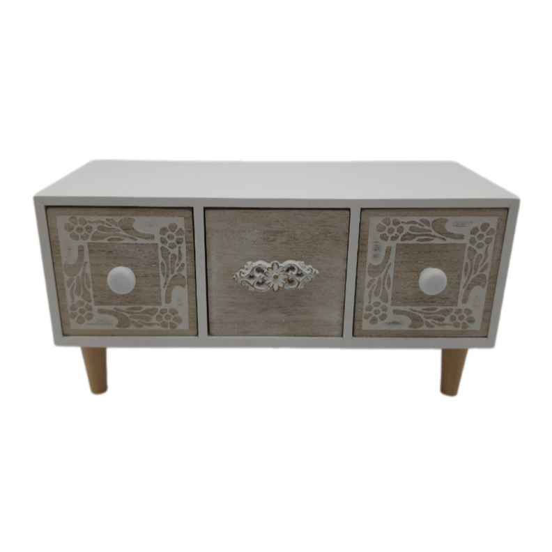Organizador De Joyas Multiuso Oriental 3 Cajones Blanco-1