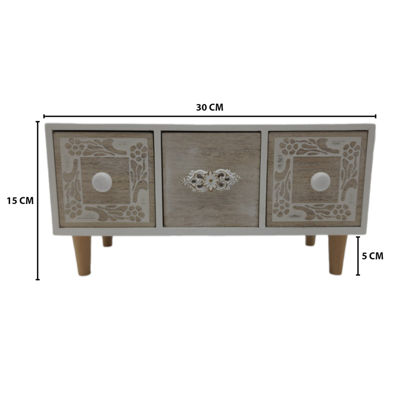 Organizador De Joyas Multiuso Oriental 3 Cajones Blanco-3