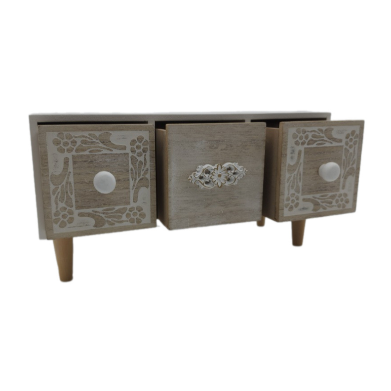 Organizador De Joyas Multiuso Oriental 3 Cajones Blanco-4