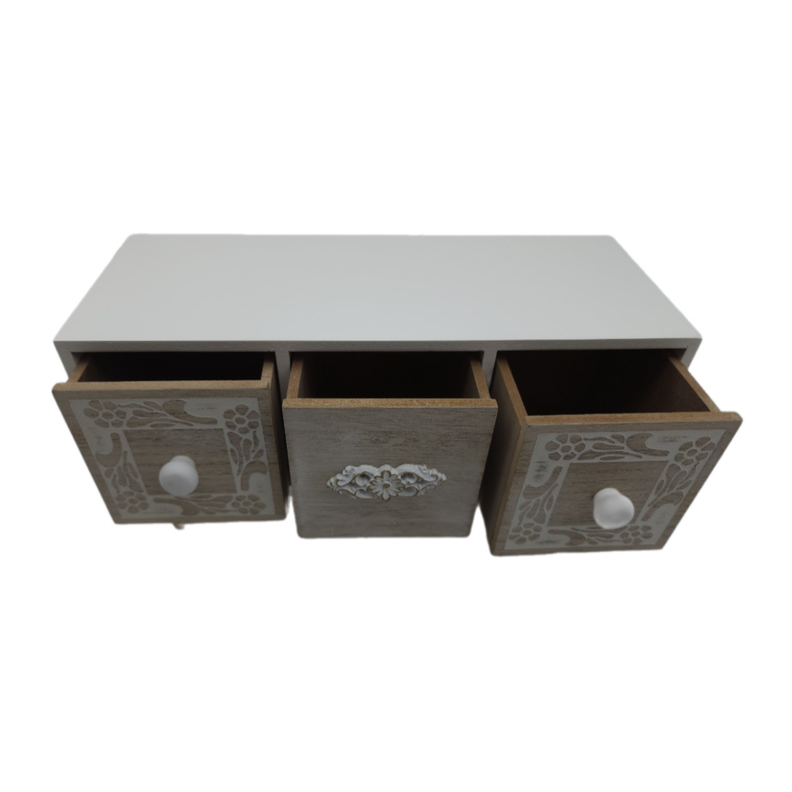 Organizador De Joyas Multiuso Oriental 3 Cajones Blanco-5
