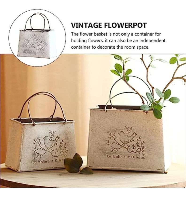 Macetero Florero Maceta Cartera Metálico Frances Le Jardin-5