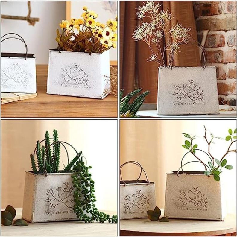 Macetero Florero Maceta Cartera Metálico Frances Le Jardin-8