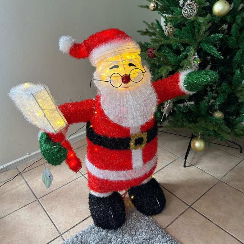 Viejo Pascuero Santa Papa Noel Navidad 95 CM a Pilas Luz Led-1