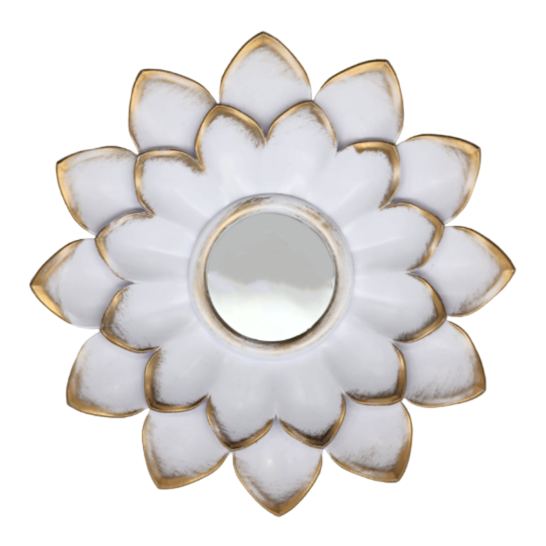 Set 3 Marcos De Espejos Flor De Loto Decorativo Blanco Deco-1