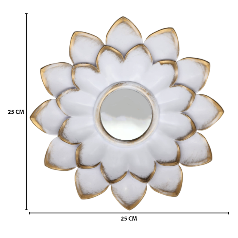 Set 3 Marcos De Espejos Flor De Loto Decorativo Blanco Deco-7