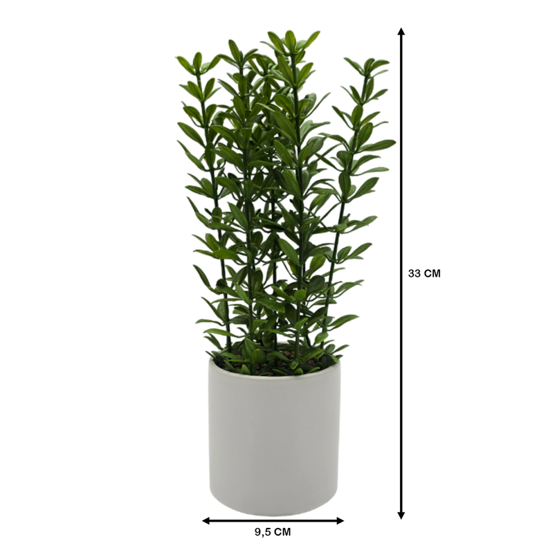 Planta Artificial Macetero De Ceramica Blanco Hojas Verdes-4