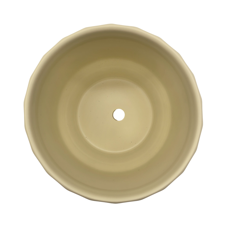 Macetero Maceta De Ceramica Limon Mate Lineas Verticales M-7