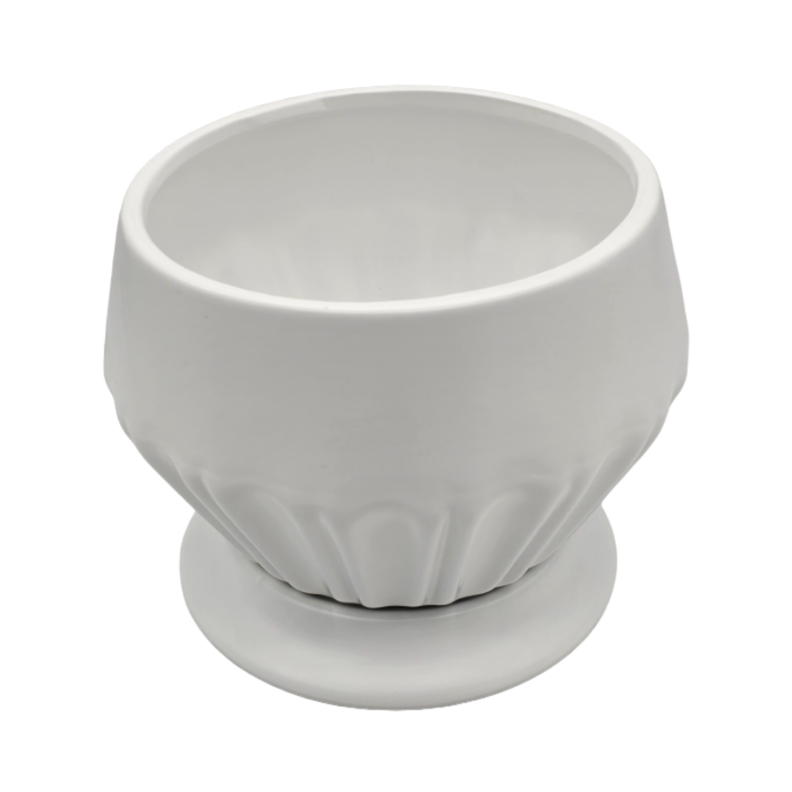 Maceteros Maceta De Ceramica Diamante Elegante Blanco M-2