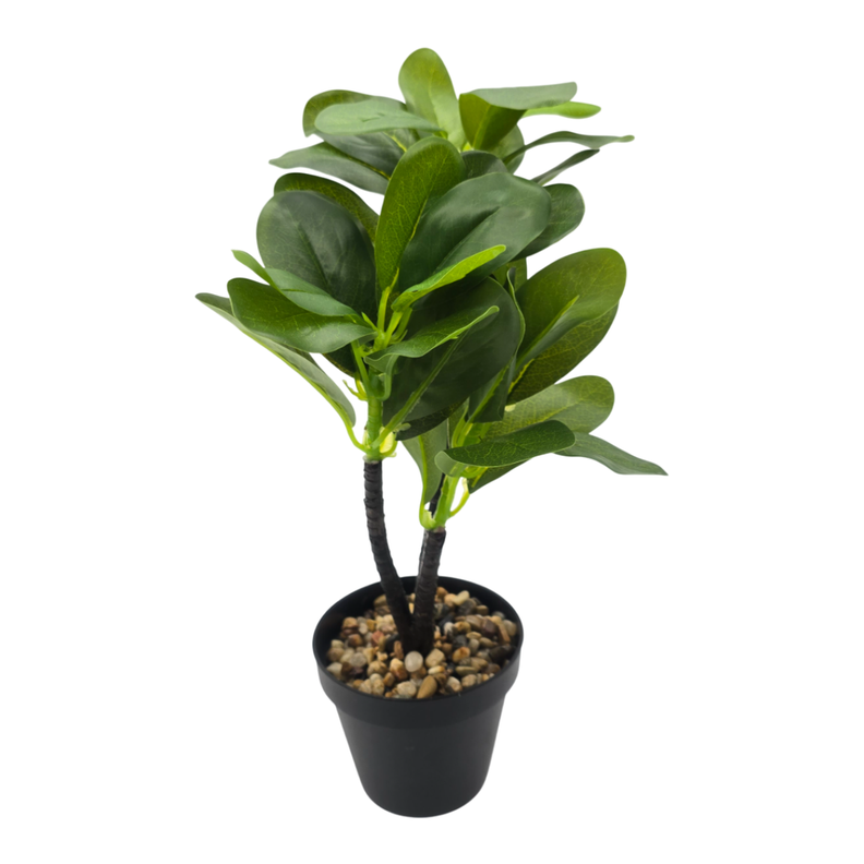 Planta Artificial Hoja Verde Deco Macetero Plastico Negro-0