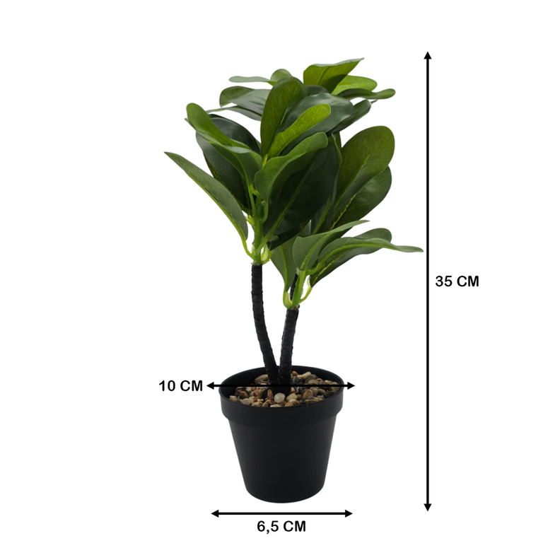 Planta Artificial Hoja Verde Deco Macetero Plastico Negro-5