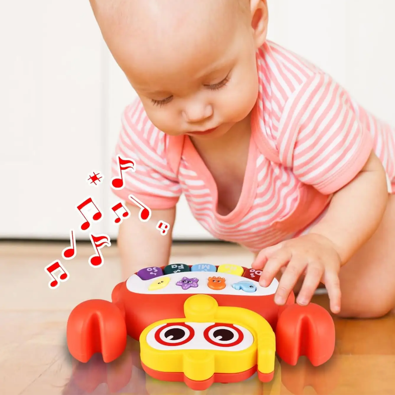 Juguete Piano Musical Con Luces Sonidos Animales Cangrejo-3